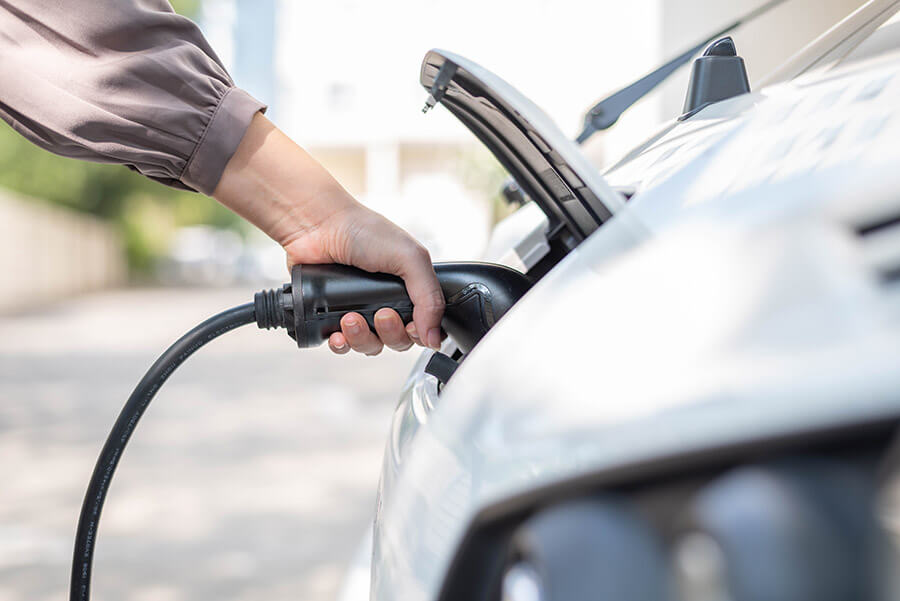 ev charger being plugged in